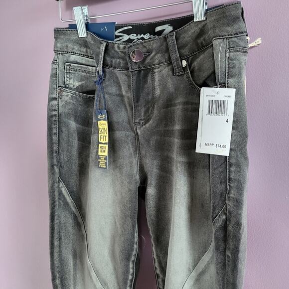 NWT Seven7 Washed Gray Mid Rise Luxury Skin Fit Legging Moto Skinny Jeans - Picture 5 of 16